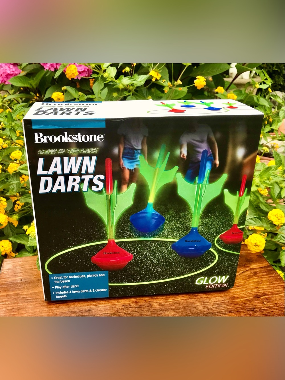 New BROOKSTONE Glow In The Dark Lawn Darts Outside Park Fun & Games